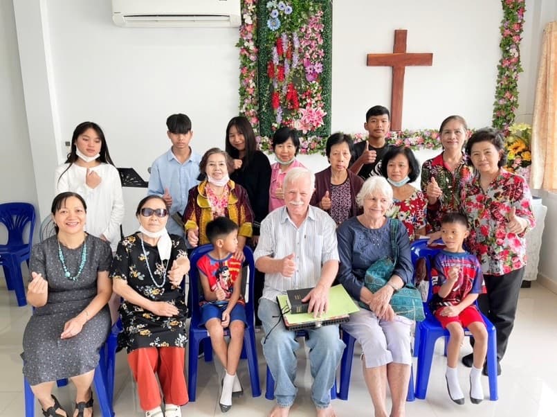 Family gathered at church